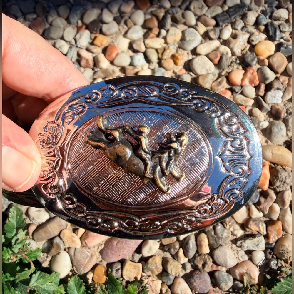 Vintage Western Leather Belt‎ w/ Cowboy Buckle | Youth XS 24”